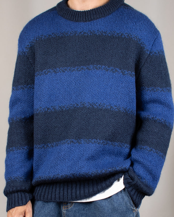 South Mohair Navy Stripes