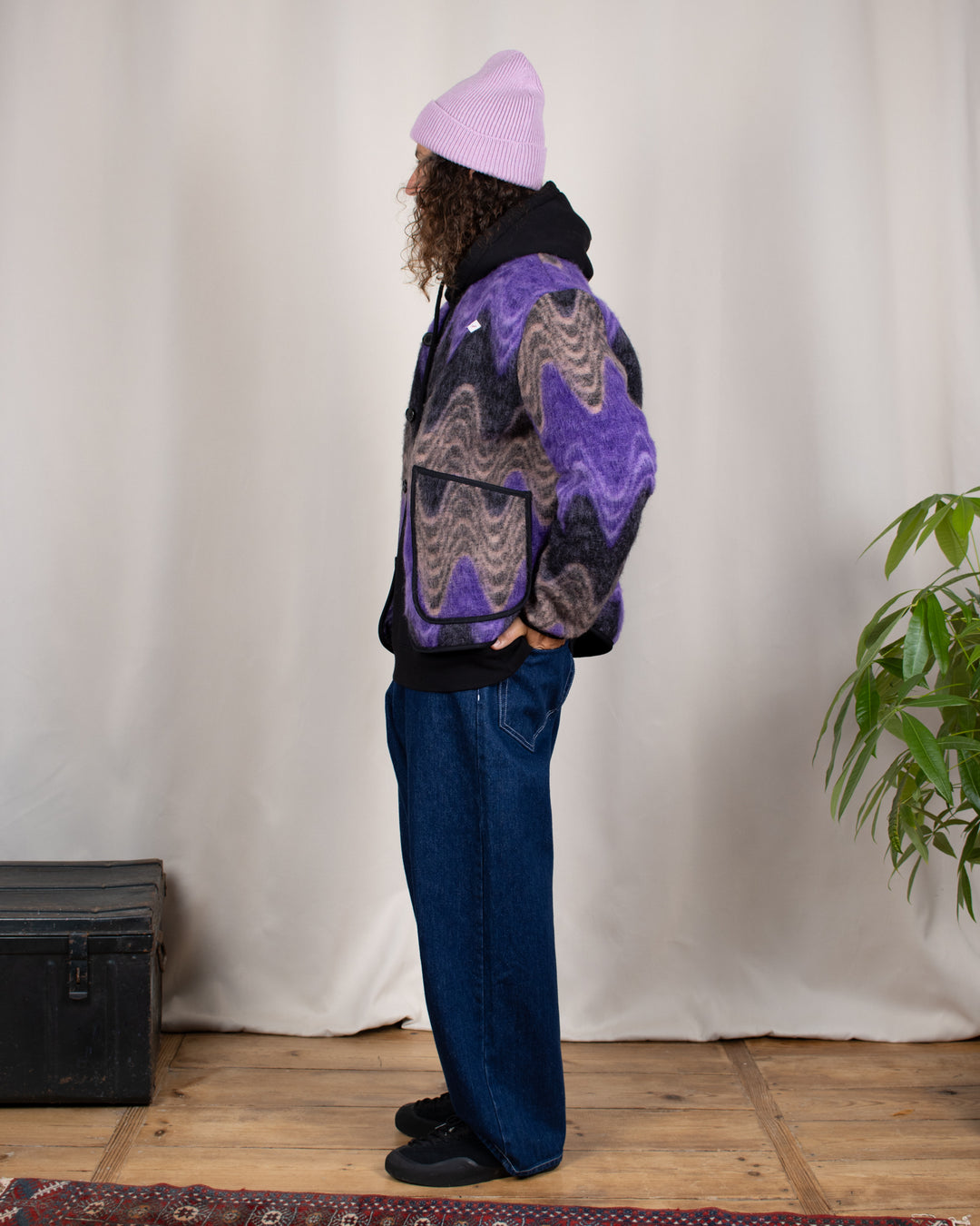 Cameron Wool Fleece Cardigan Viola