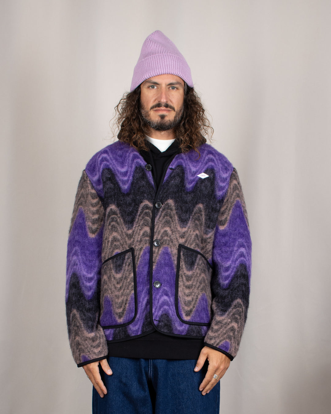 Cameron Wool Fleece Cardigan Viola