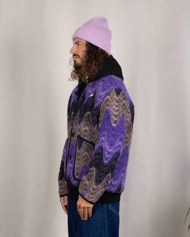 Cameron Wool Fleece Cardigan Viola