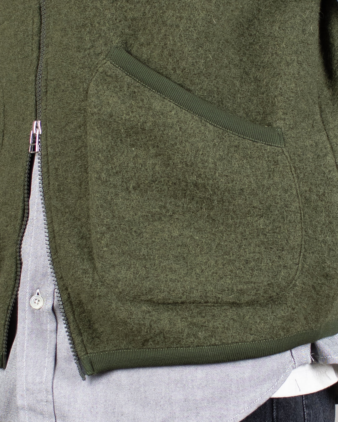 Zip Waistcoat Wool Fleece Olive