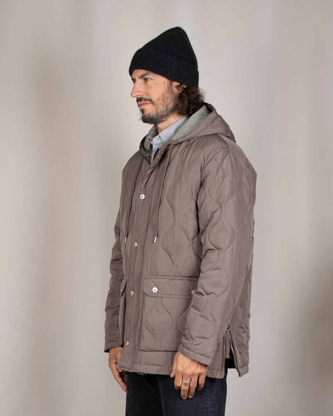Military Hooded Down Jacket D.Khaki