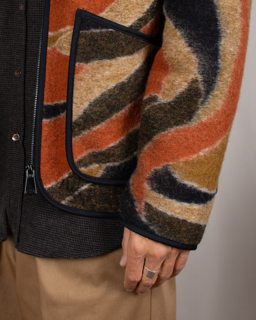 Cameron Wool Fleece Zip Cardigan Nero Africa