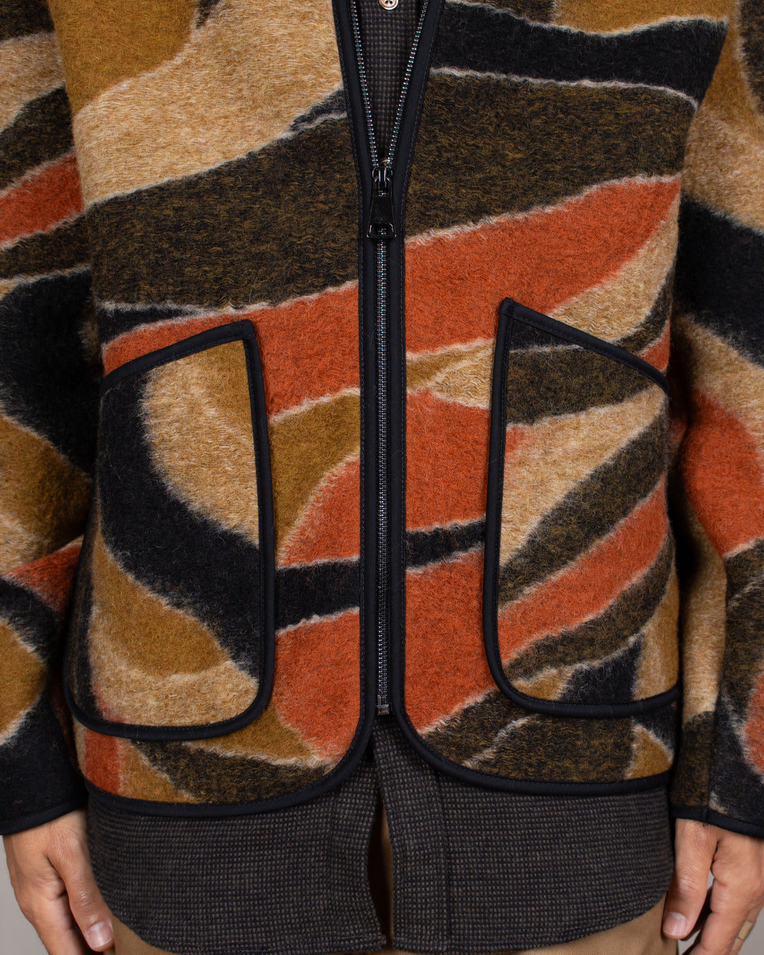 Cameron Wool Fleece Zip Cardigan Nero Africa