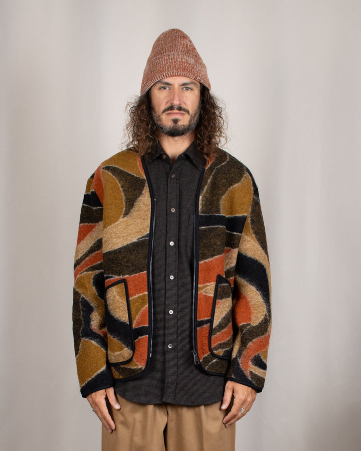 Cameron Wool Fleece Zip Cardigan Nero Africa