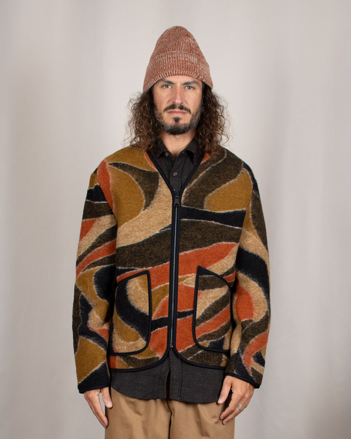 Cameron Wool Fleece Zip Cardigan Nero Africa