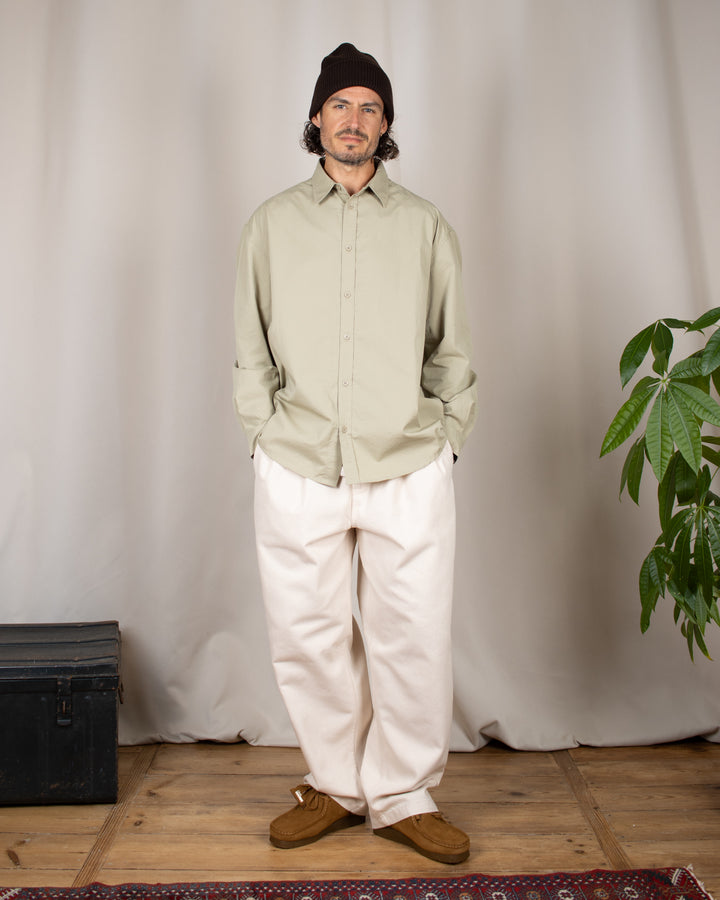 Two Tuck Wide Denim Pants Ecru