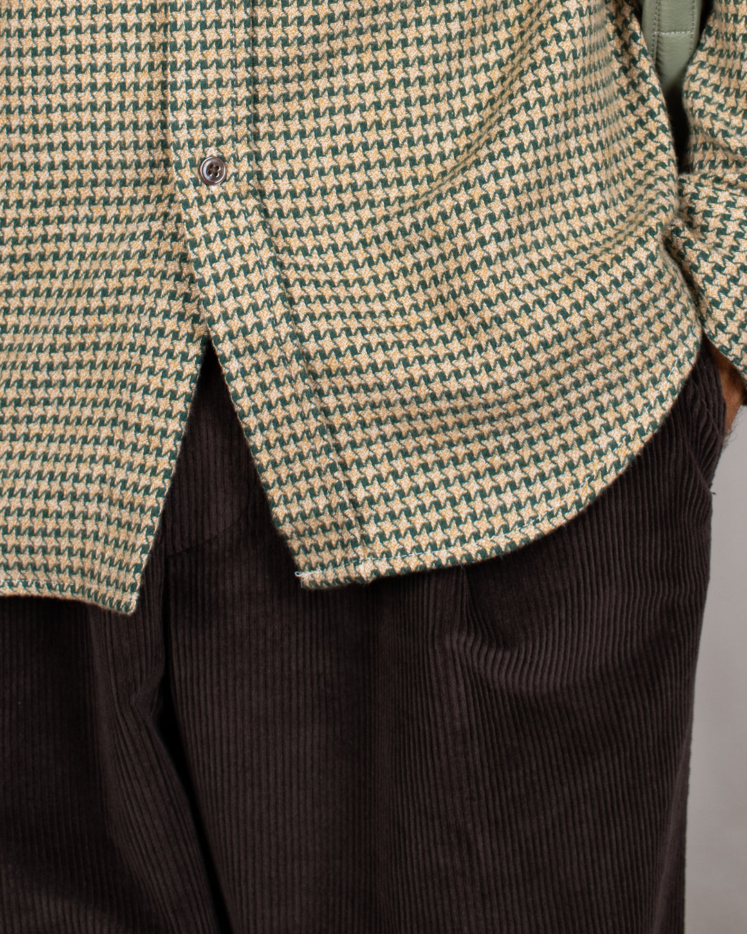 Abstract Pied Poule Flannel Shirt Green