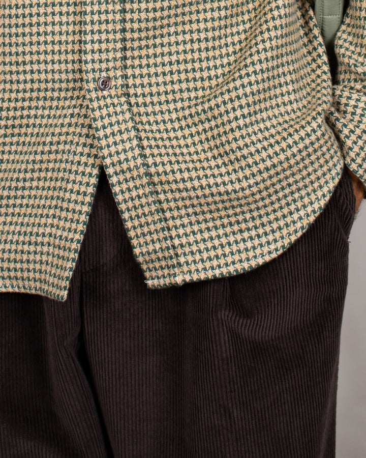 Abstract Pied Poule Flannel Shirt Green