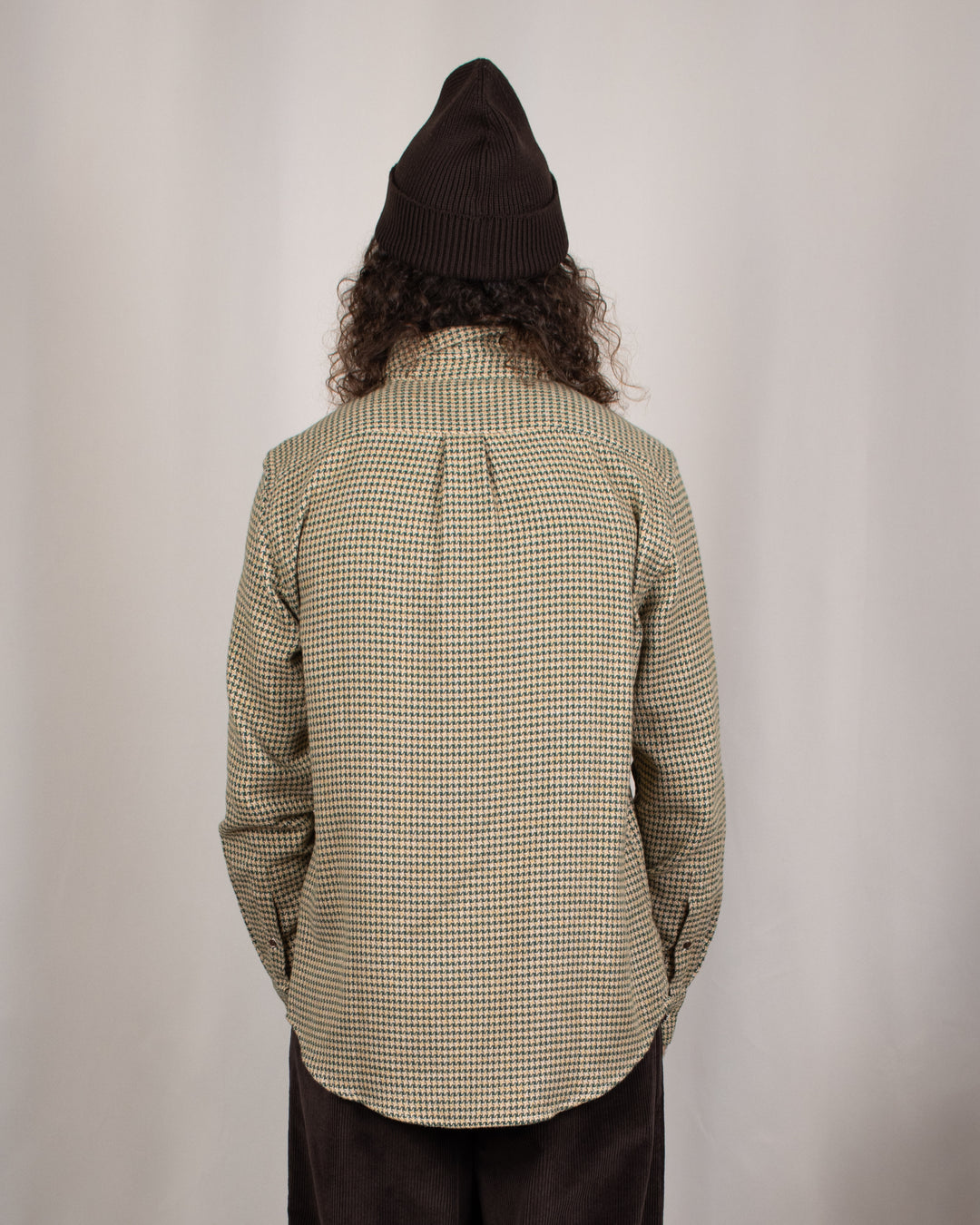 Abstract Pied Poule Flannel Shirt Green