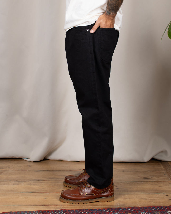 Denim01 Loose Tapered Jeans Washi Black