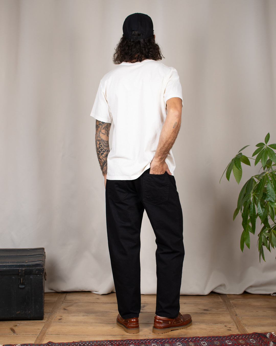 Denim01 Loose Tapered Jeans Washi Black