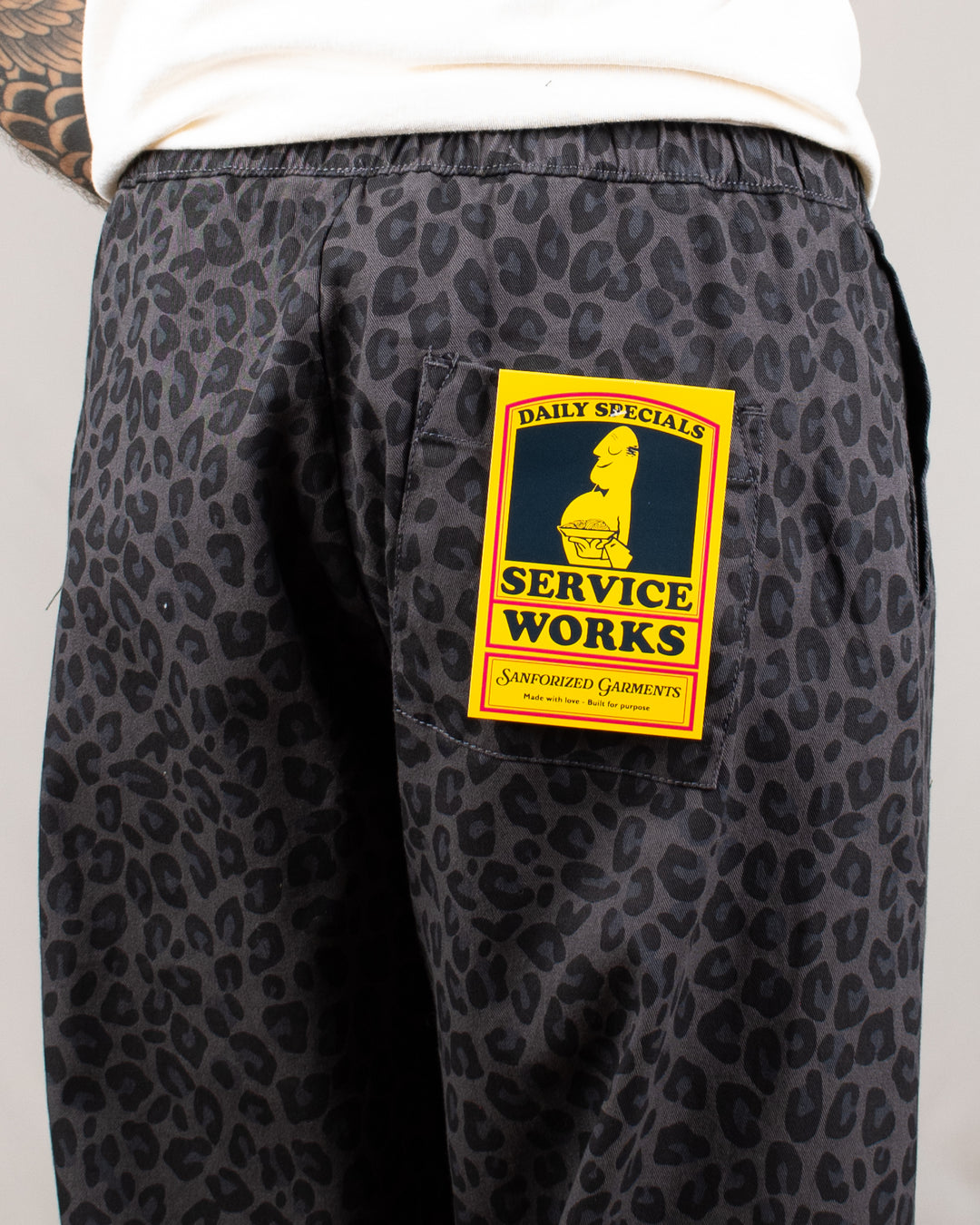 Patterned Easy Chef Pants Black Leopard