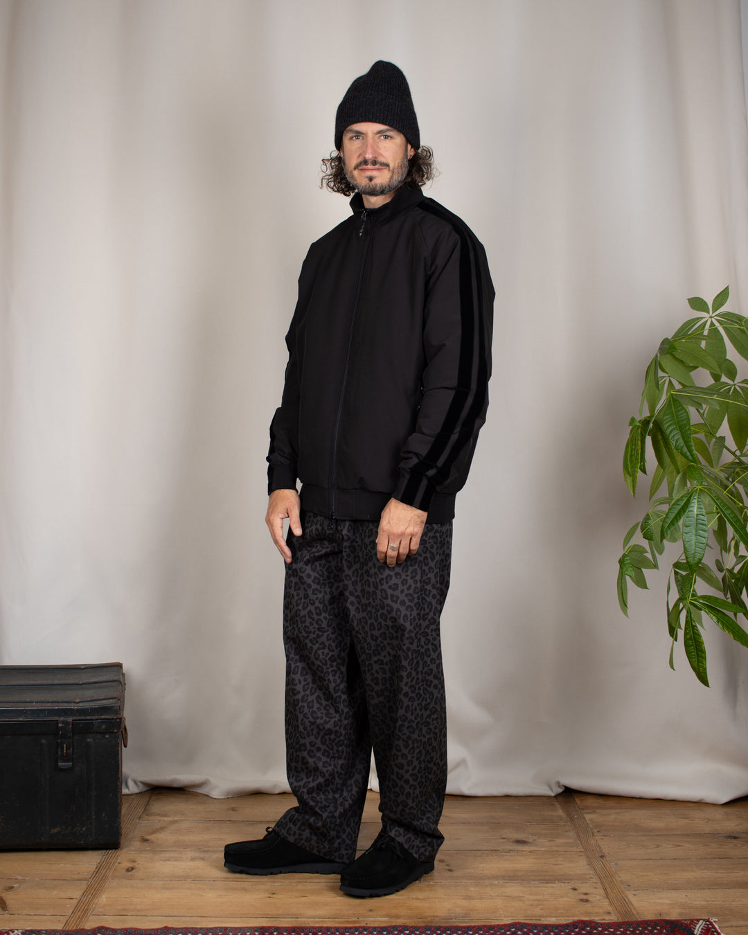 Patterned Easy Chef Pants Black Leopard