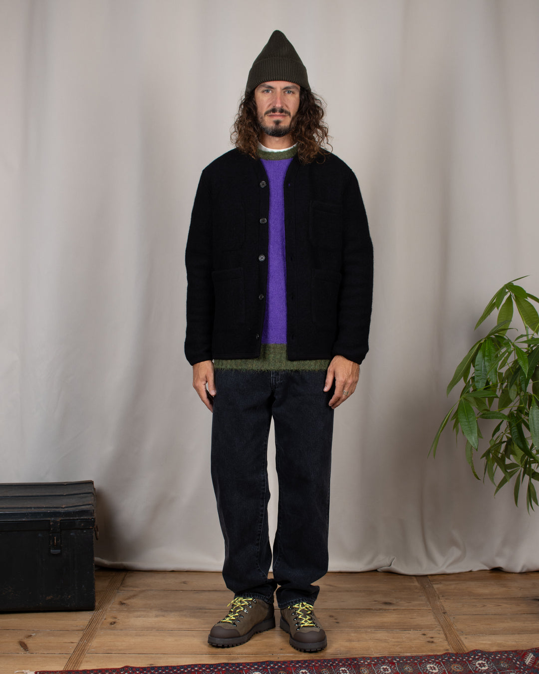 Cardigan Wool Fleece Black