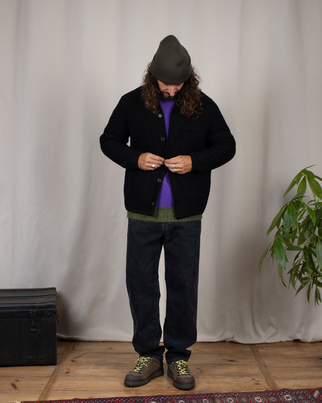 Cardigan Wool Fleece Black