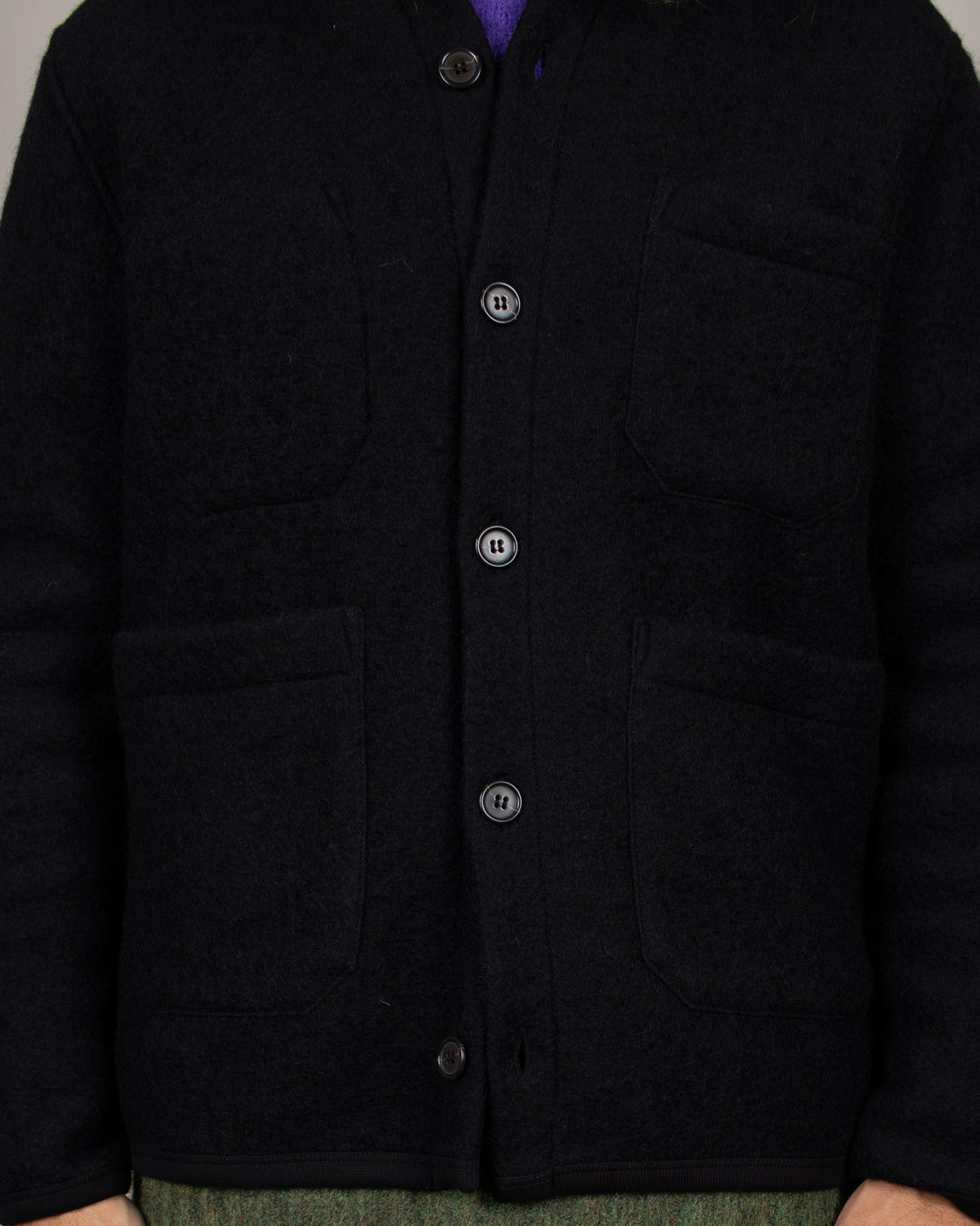 Cardigan Wool Fleece Black