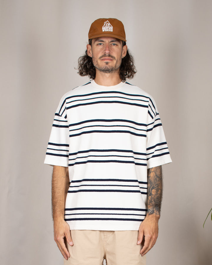 Short Sleeve Oversized T-shit Terry Dark Navy Stripes