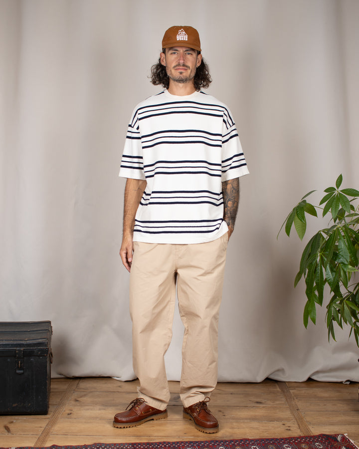 Short Sleeve Oversized T-shit Terry Dark Navy Stripes