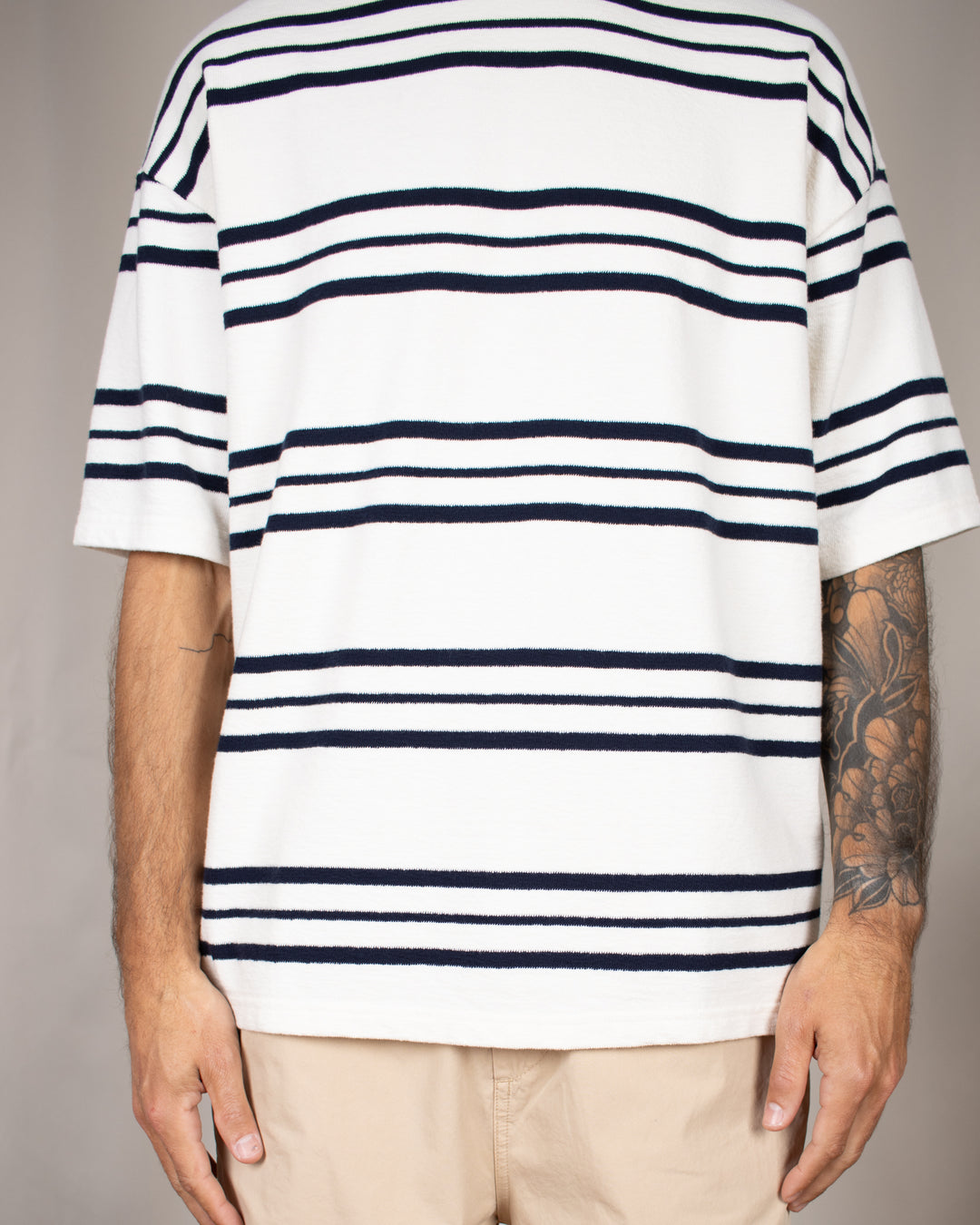 Short Sleeve Oversized T-shit Terry Dark Navy Stripes