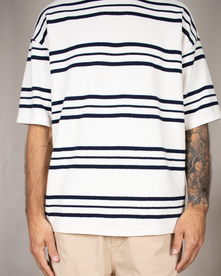 Short Sleeve Oversized T-shit Terry Dark Navy Stripes