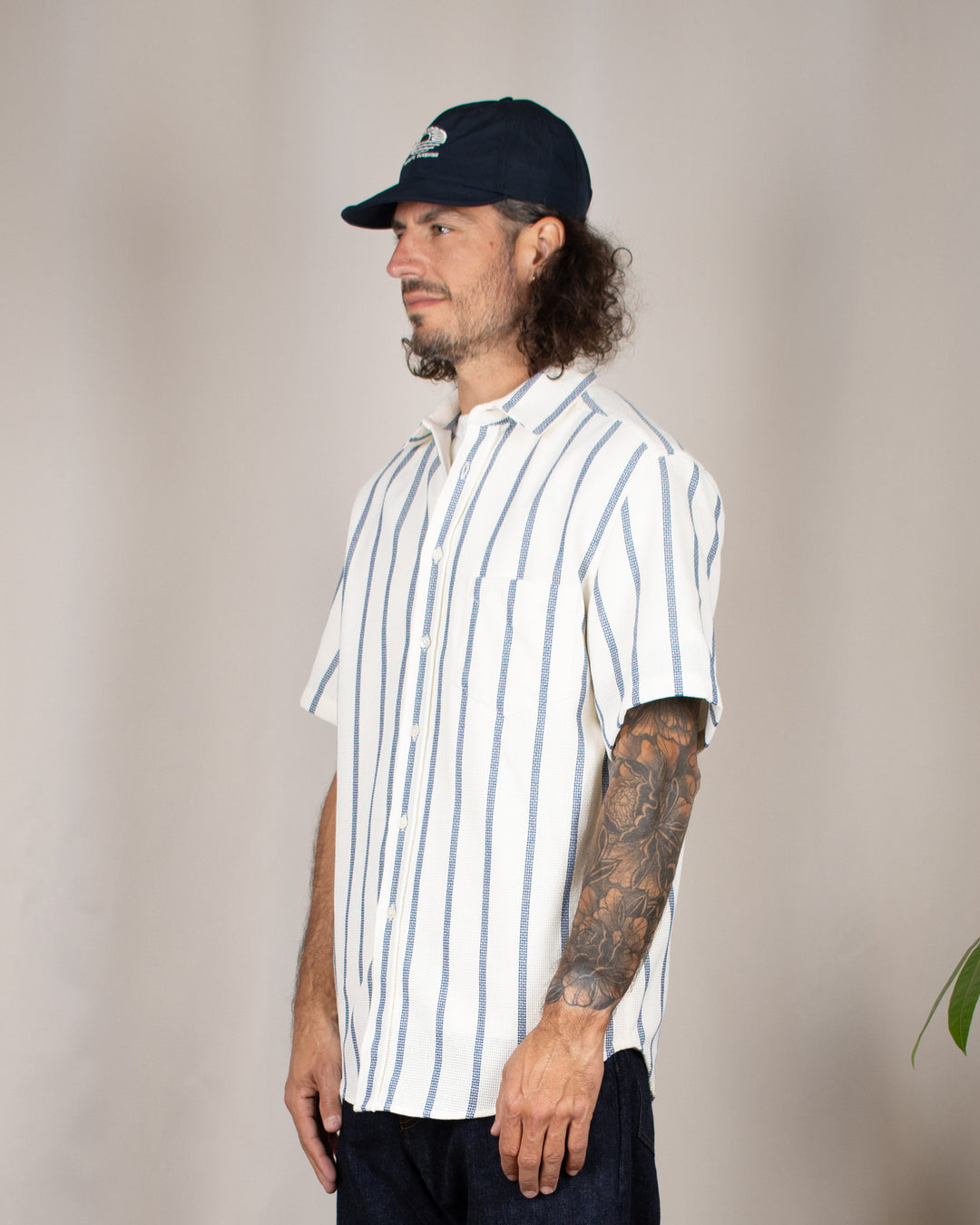 Piquet Stripe Shirt Blue