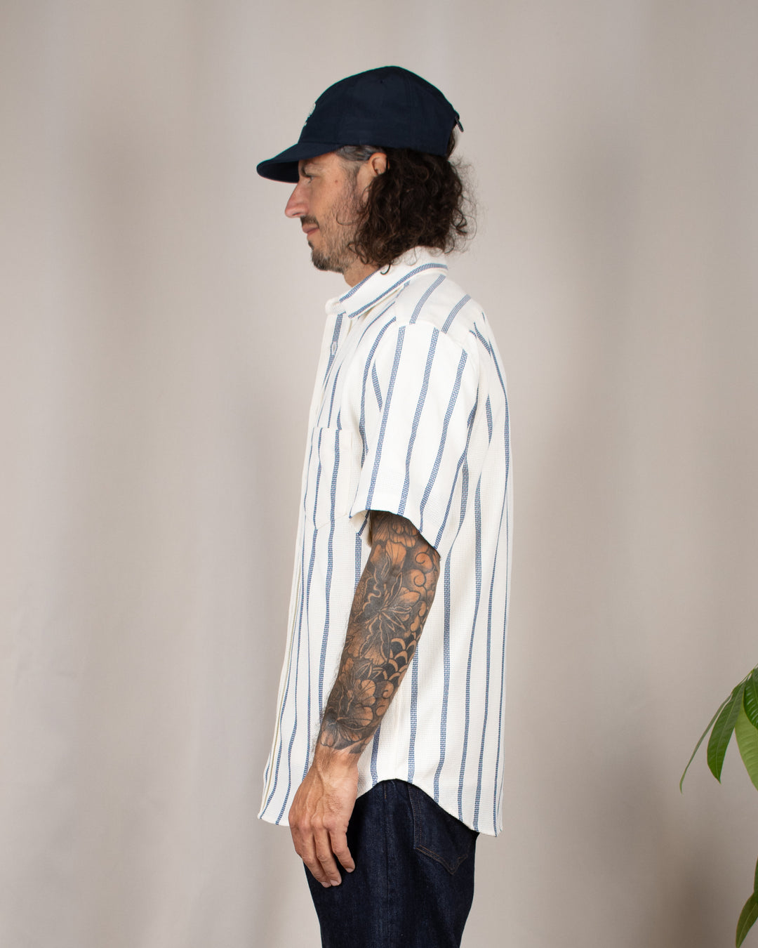 Piquet Stripe Shirt Blue