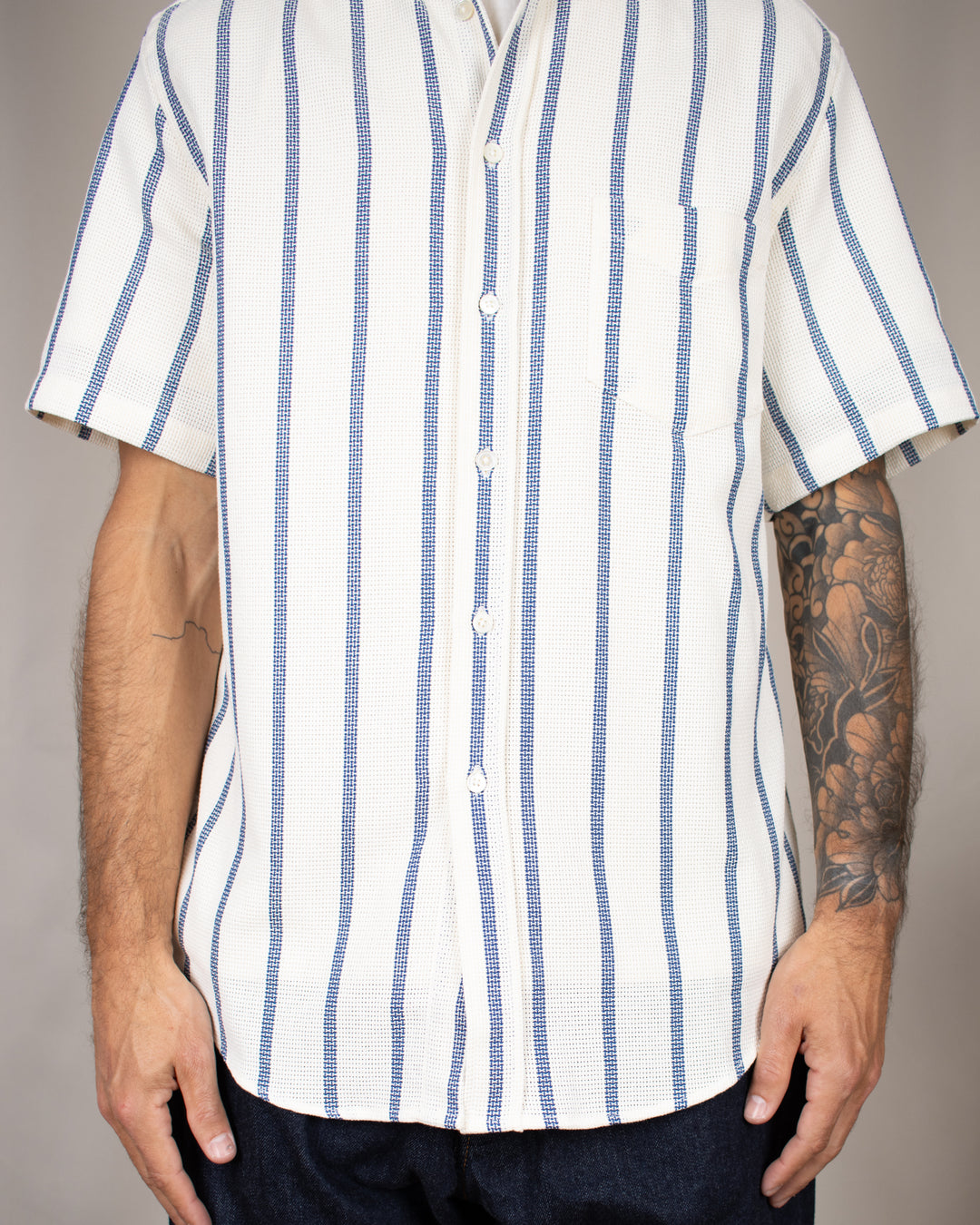Piquet Stripe Shirt Blue