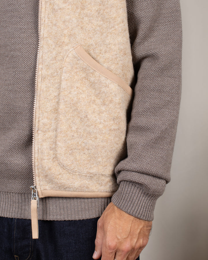 Zip Waistcoat Wool Fleece Fawn