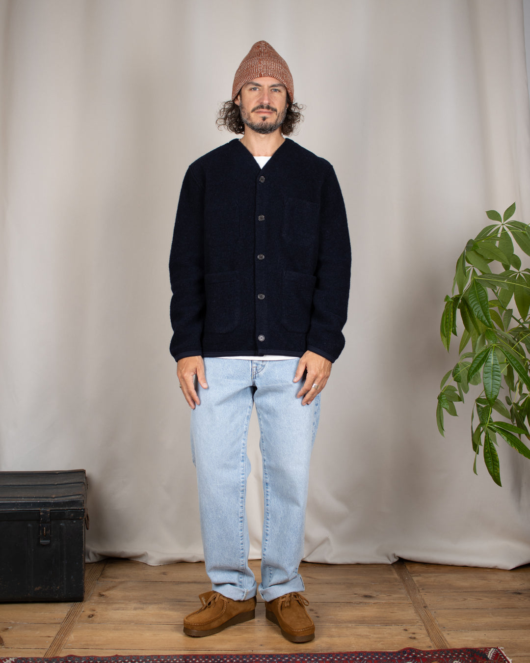 Cardigan Wool Fleece Navy