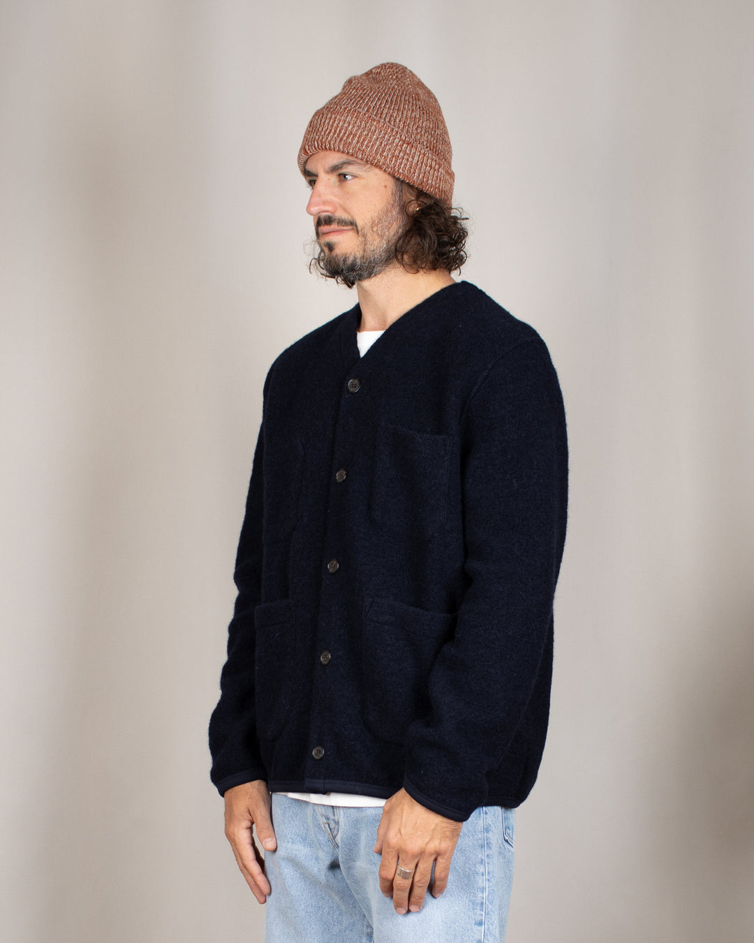 Cardigan Wool Fleece Navy