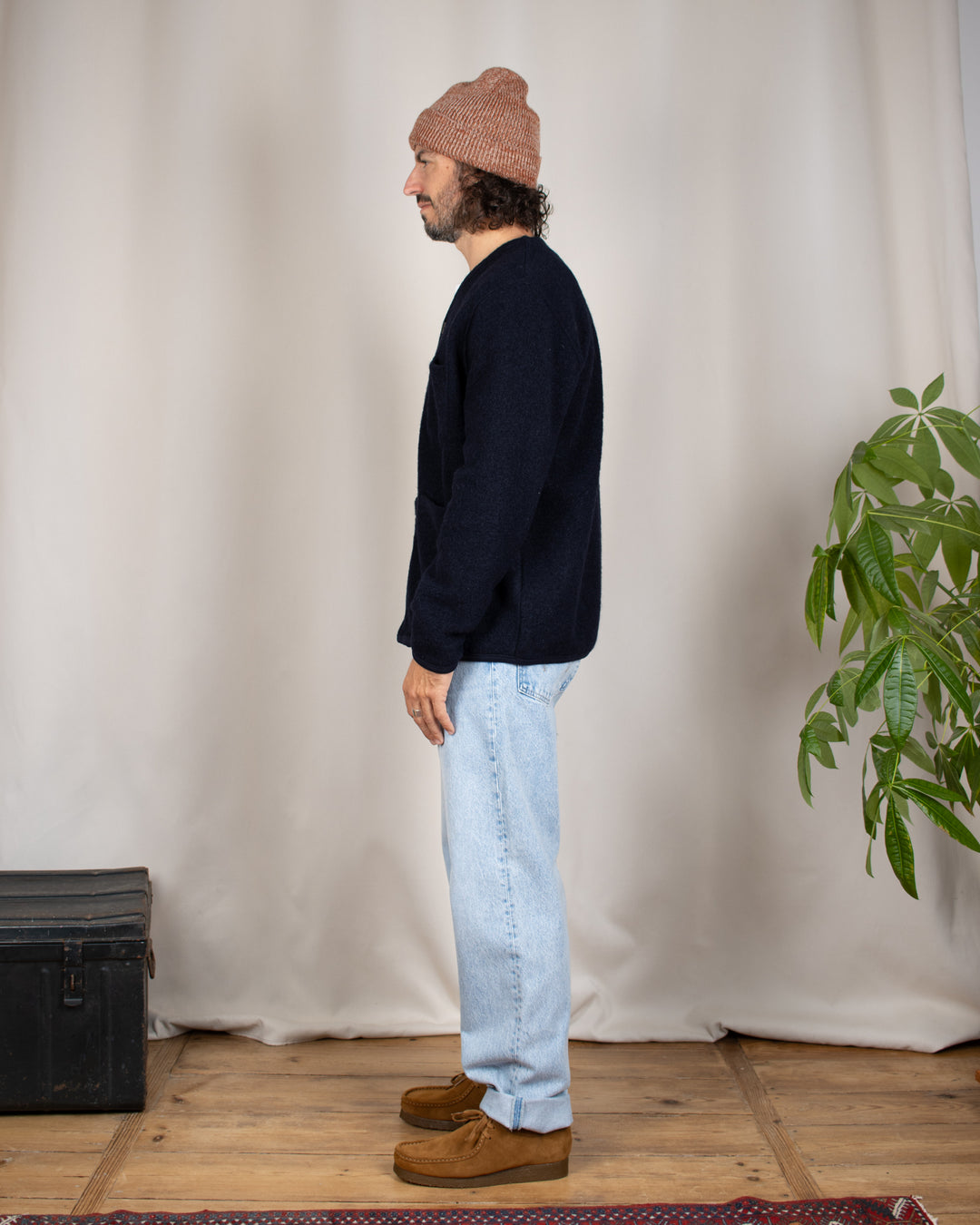 Cardigan Wool Fleece Navy