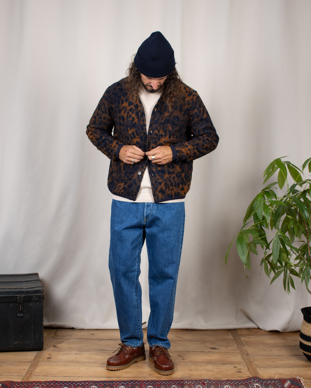 Cardigan Night Leopard Dark Navy/Brown