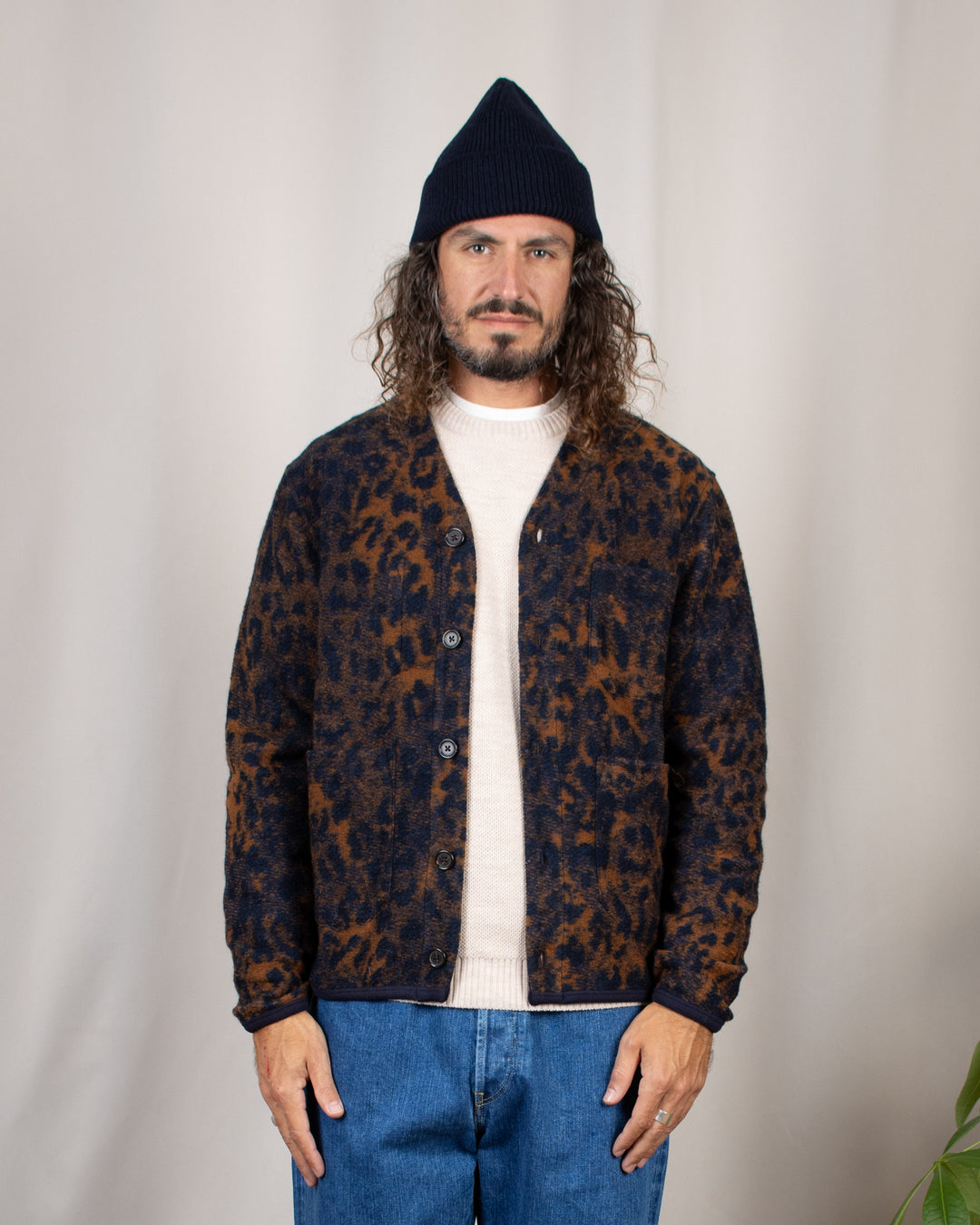 Cardigan Night Leopard Dark Navy/Brown