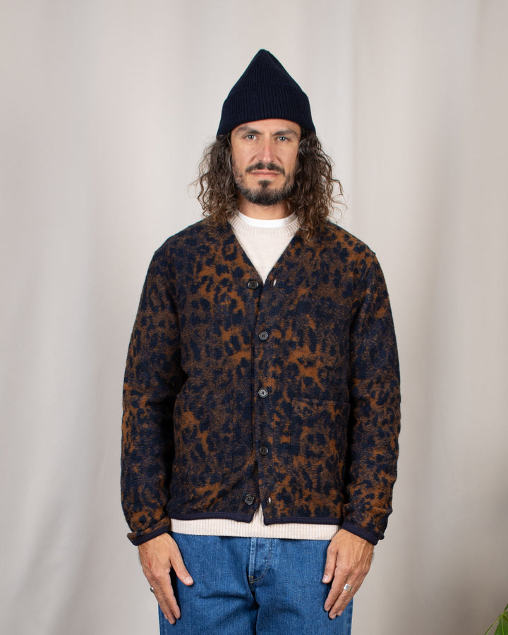 Cardigan Night Leopard Dark Navy/Brown
