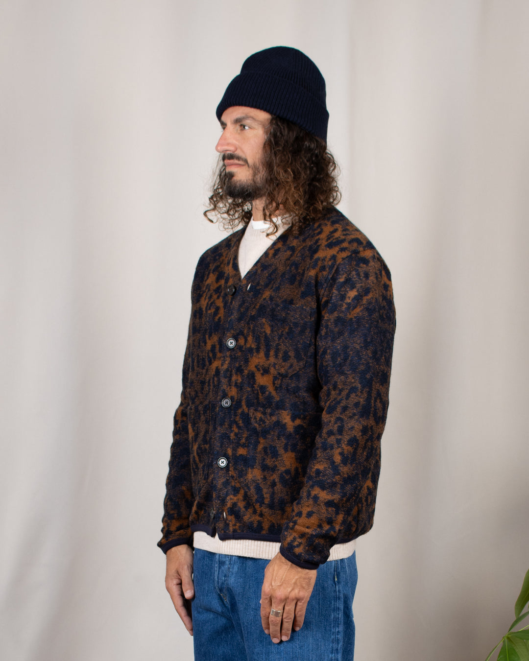 Cardigan Night Leopard Dark Navy/Brown