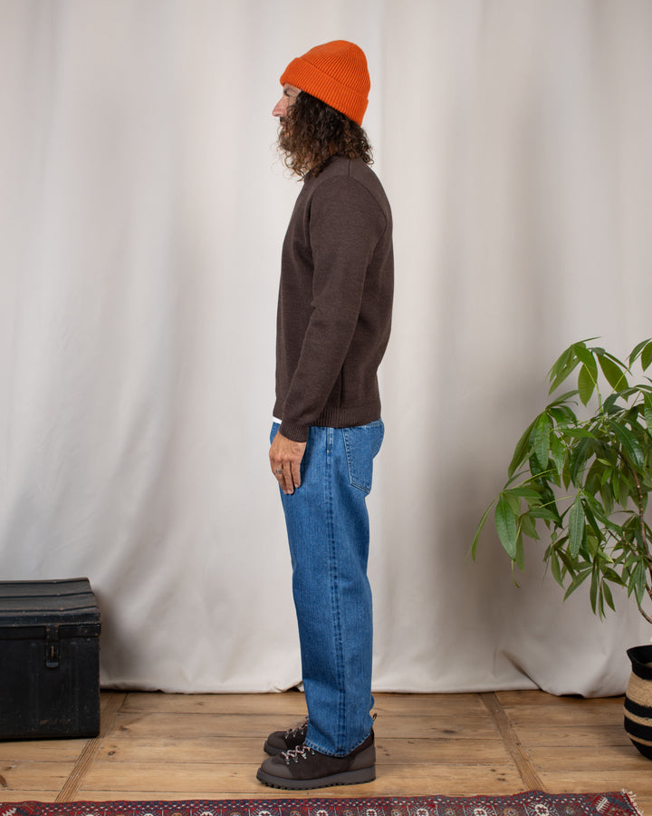 Pull Youri Col Rond Marron