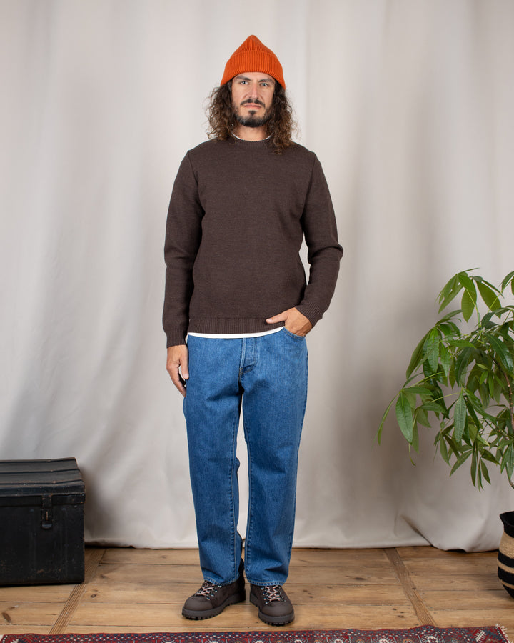 Pull Youri Col Rond Marron