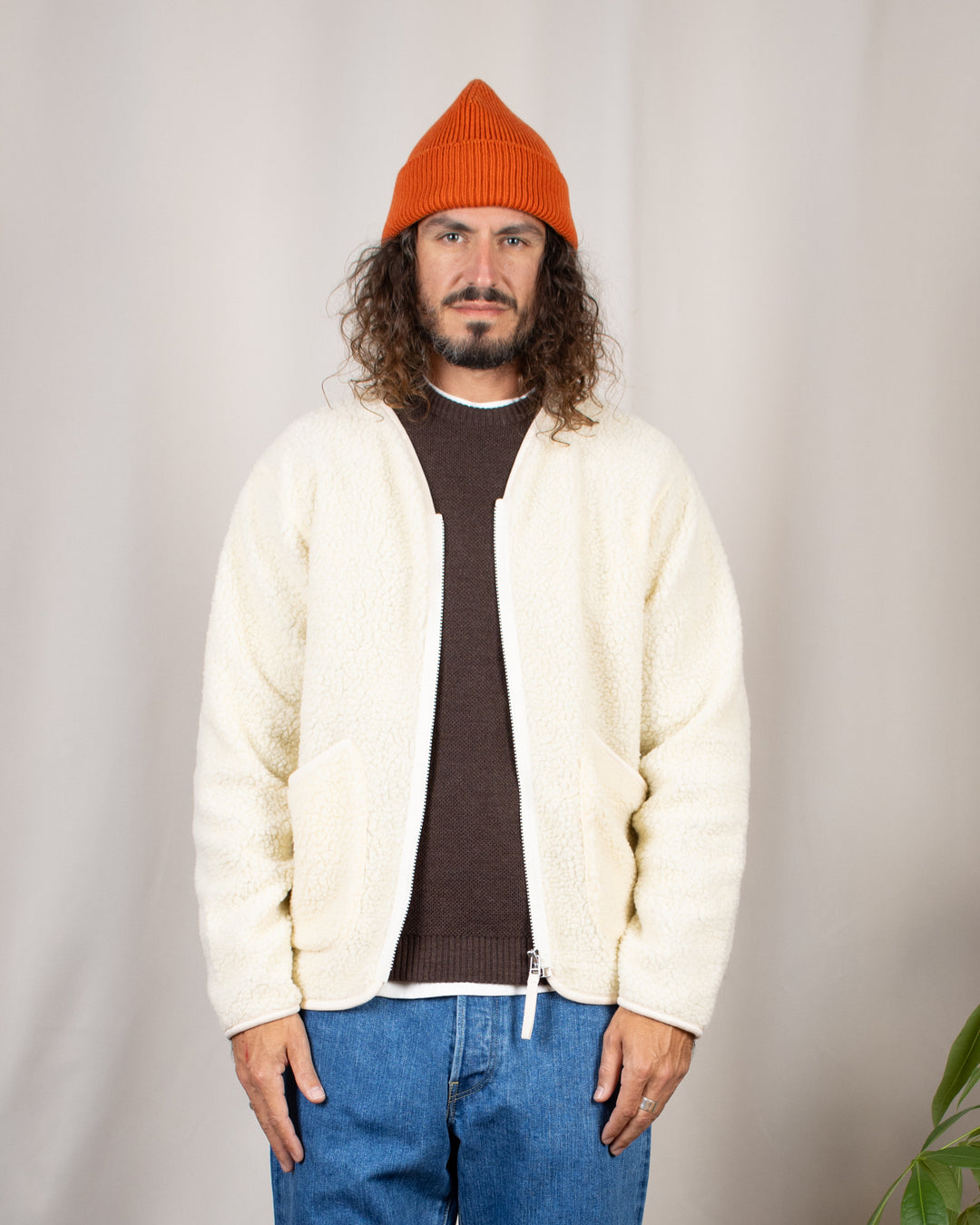 Zip Liner Jacket Galaxy Fleece Ecru