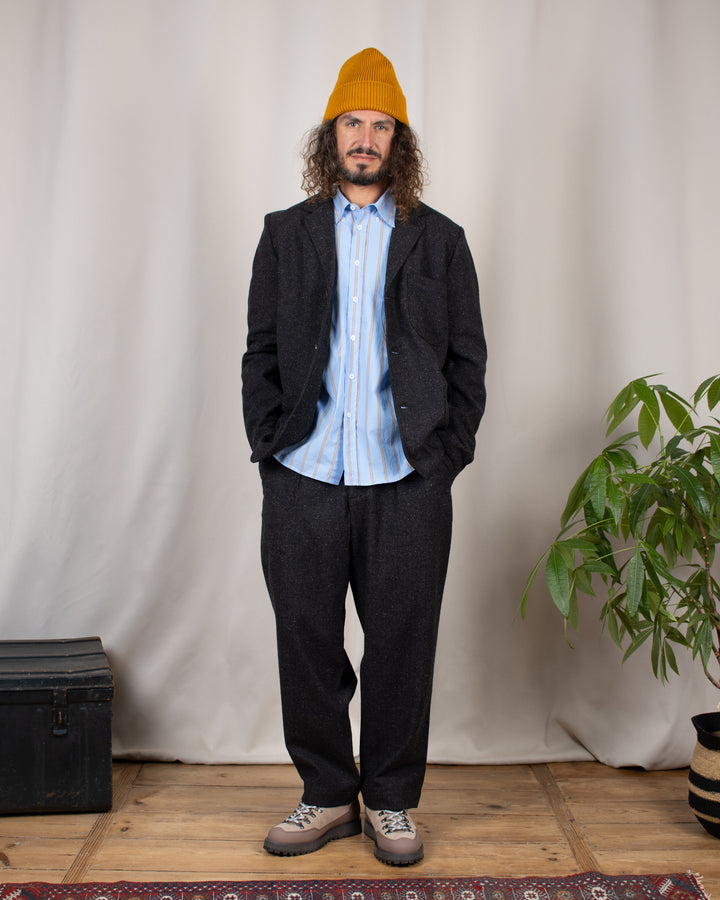 Three Button Jacket Salt N Pepper Tweed Black