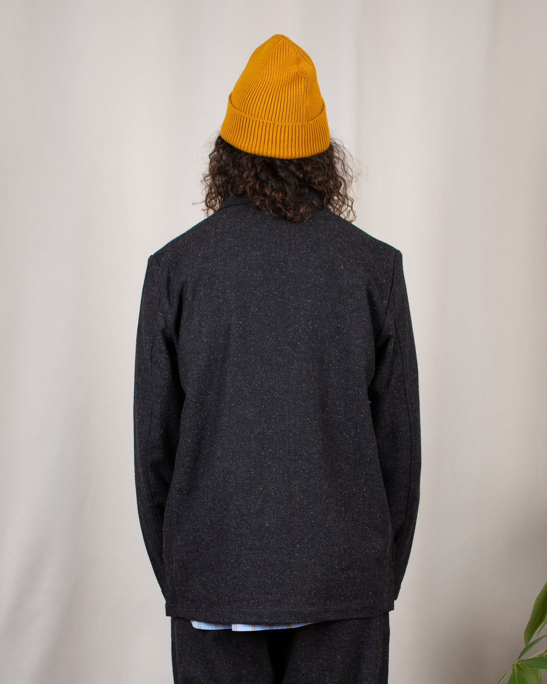 Three Button Jacket Salt N Pepper Tweed Black