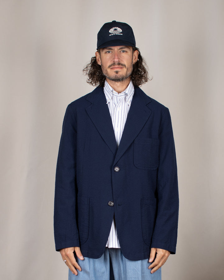 Two Button Jacket Derby Stripe Navy