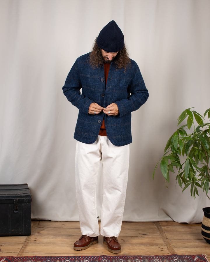 Bakers C Jacket Harris Tweed Plaid Navy