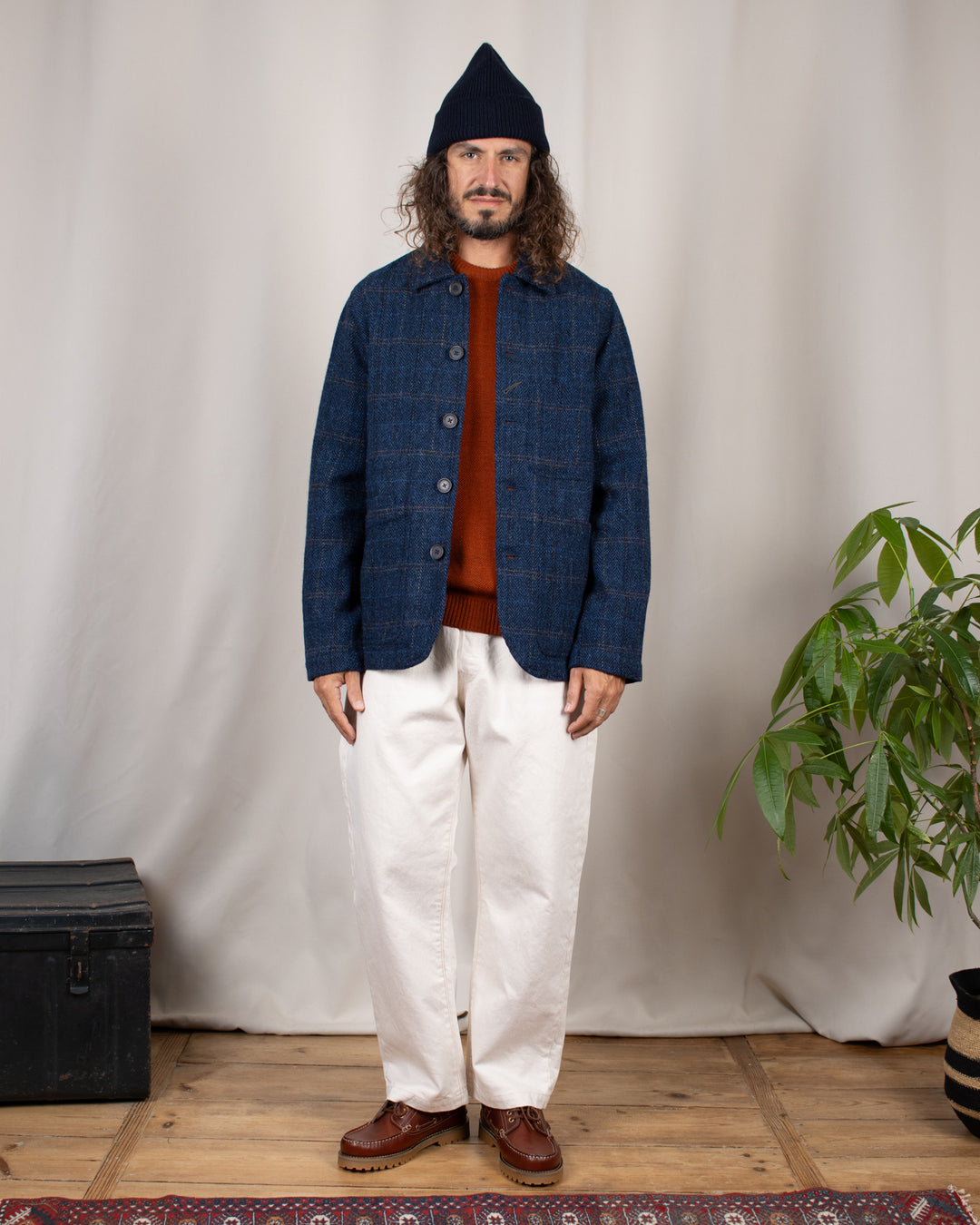 Bakers C Jacket Harris Tweed Plaid Navy