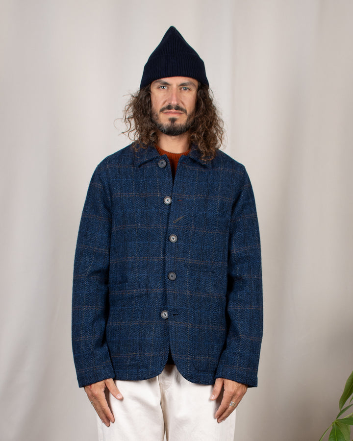 Bakers C Jacket Harris Tweed Plaid Navy