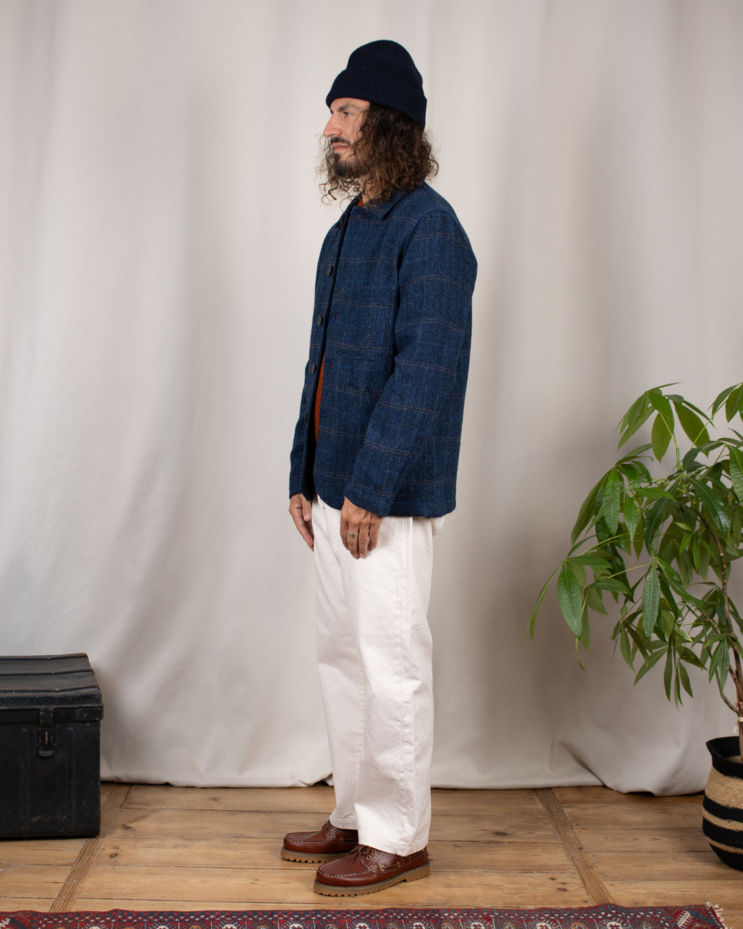 Bakers C Jacket Harris Tweed Plaid Navy