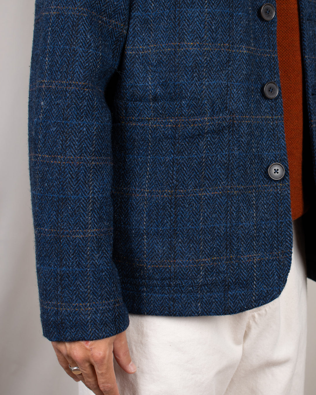 Bakers C Jacket Harris Tweed Plaid Navy