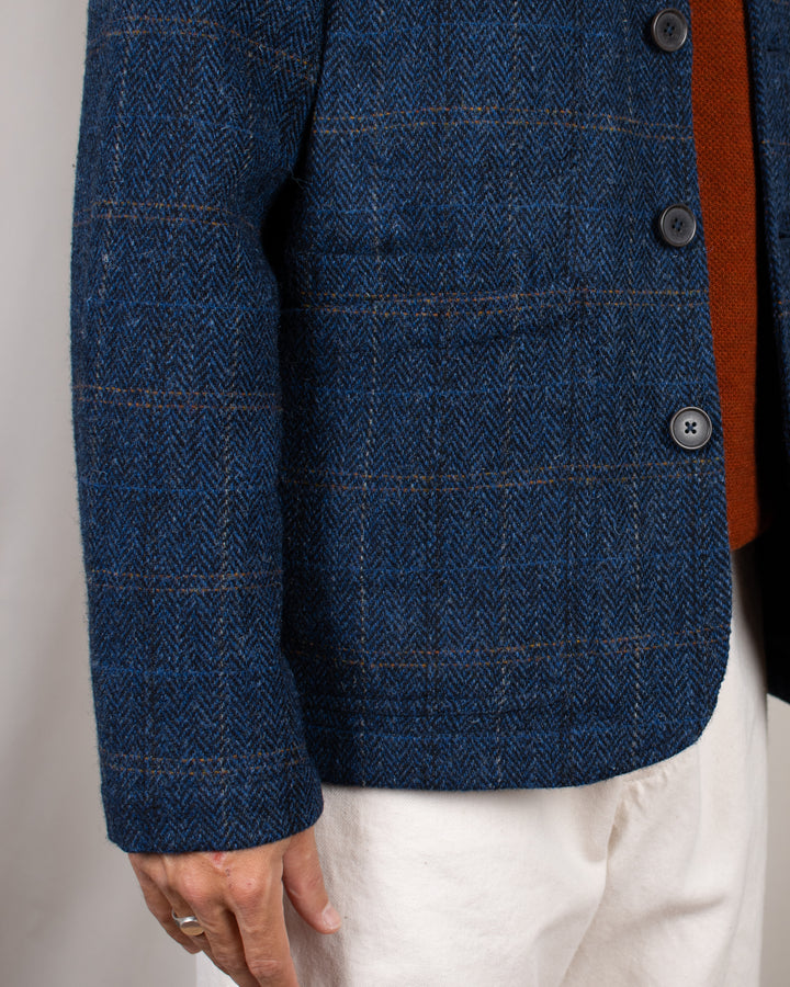 Bakers C Jacket Harris Tweed Plaid Navy