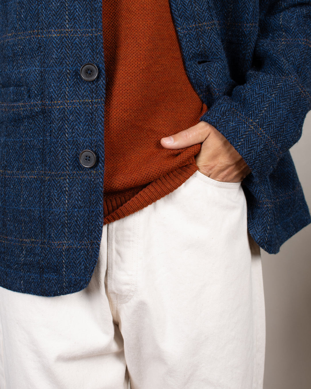 Bakers C Jacket Harris Tweed Plaid Navy