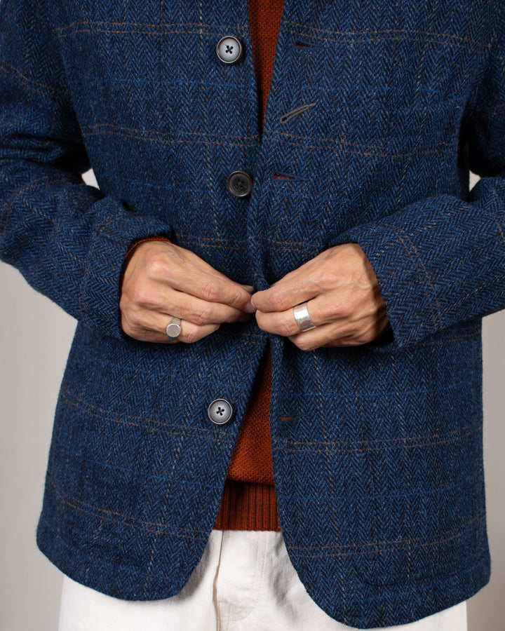 Bakers C Jacket Harris Tweed Plaid Navy